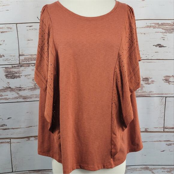 Mauby Eyelet Flounce Knit Top Picante Size 2X - Picture 1 of 9